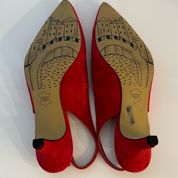 NEW Bella Vita The Scarlett Italian Leather Red Slingback Kitten Heels Size 8,5 - Picture 9 of 10